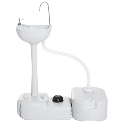 Outsunny Portable Camping Sink with Running Water and Wastewater Tank, Hand Wash Basin with Rolling Wheels, Foot Pump, Soap Dispenser for Outdoor Events, Gatherings, Picnic 