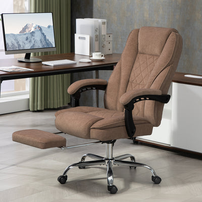Vinsetto Massage Office Chair, Heated Reclining Computer Chair with Adjustable Height and Footrest, Brown 