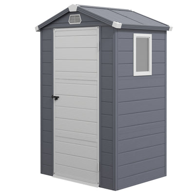 Outsunny 4.4ft x 3.3ft size Aluminium Frame and Plastic Wall Shed, with Foundation - Grey 