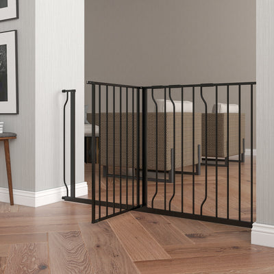 PawHut Extra Wide Dog Safety Gate, with Door Pressure, for Doorways, Hallways, Staircases - Black 