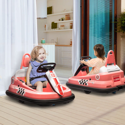 HOMCOM 6V Electric Kids Bumper Car, 6V Spin Waltz Car, with Music, Horn, Lights - Pink 