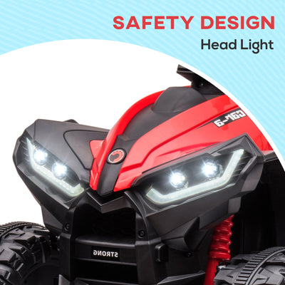 HOMCOM 12V Ride-On Quad Bike w/ Music, Horn, for Ages 3-5 Years - Red 