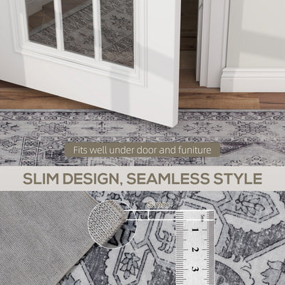 HOMCOM Vintage Area Rug, Non-Slip Washable Rug, Flannel Floor Carpet for Living Room, Bedroom, Dining Room, Home Office, 230 x 160 cm, Grey 
