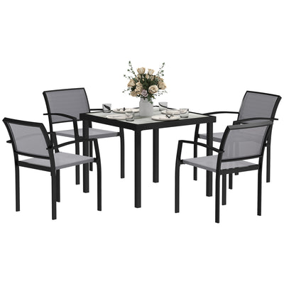 Outsunny Five-Piece Outdoor Garden Dining Set - Grey 