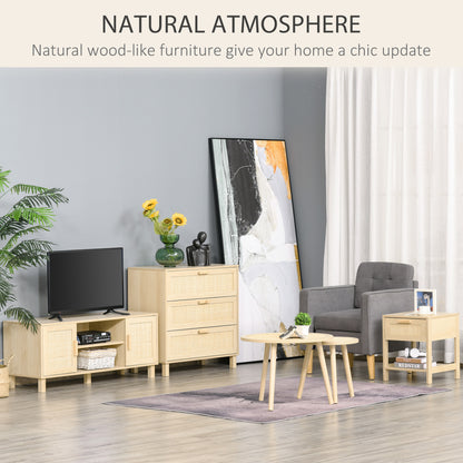HOMCOM Nightstand with Rattan Drawer and Storage Shelf, Bedside End Table for Bedroom, Living Room 