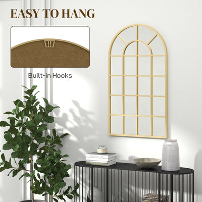 HOMCOM 110 x 65 cm Arched Decorative Wall Mirror for Bedroom Living Room, Modern Window Bathroom Mirror for Home Decor 