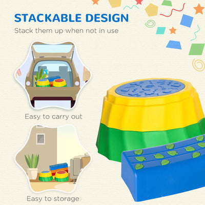 Outsunny Eight-Piece Kids Stepping Stones, with Non-Slip Surface & Bottom, for Toddlers - Multicoloured 