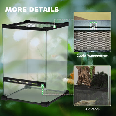 PawHut 12L Vivarium for Lizards, Frogs, Snakes, Turtles, Tortoises w/ Anti-Escape Design, Ventilation 
