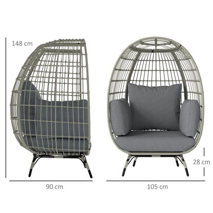 Outsunny Rattan Egg Chair with Cushions and Pillows, Charcoal Grey 