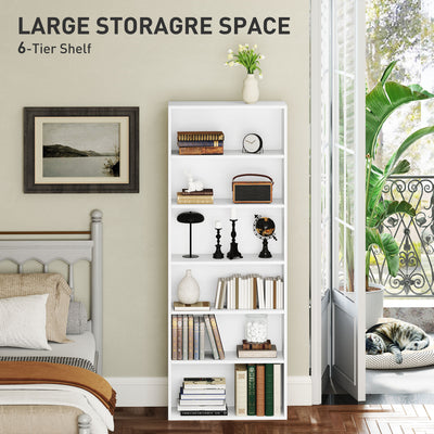HOMCOM Six Shelf Bookcase - White 