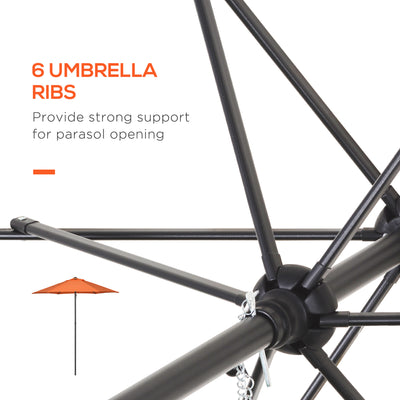 Outsunny 2m Garden Parasol Umbrella, Outdoor Sun Shade with 6 Sturdy Ribs for Balcony, Bench, Garden, Orange 