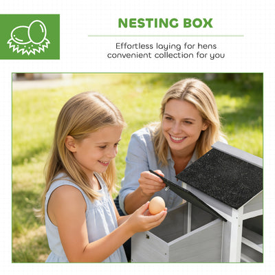 PawHut Wooden Chicken Coop with Pull-Out Tray Nesting Box for 1-2 Chickens 