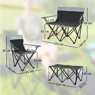 Outsunny Four-Piece Portable Picnic Table Set - Grey 