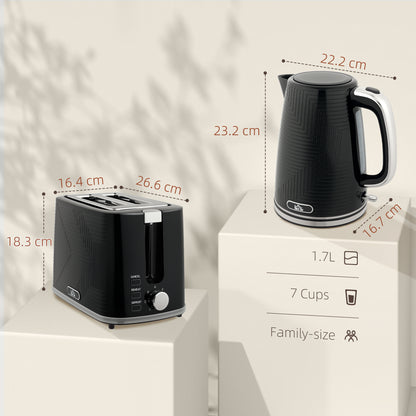 HOMCOM Modern Kettle and Toaster Set - Black