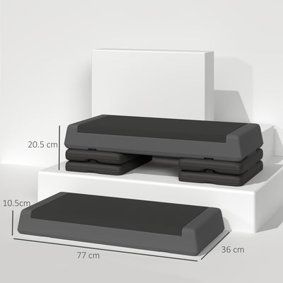 SPORTNOW Fitness Stepper, 3-Height Adjustable Aerobic Step, Non-Slip Exercise Step Board for Home Gym Office Workout, 10.5cm, 15.5cm, 20.5cm, Grey 