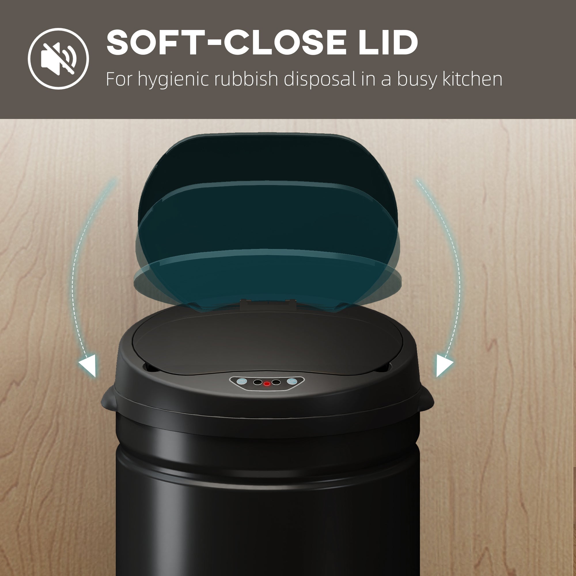 HOMCOM 30L Stainless Steel Sensor Bin - Black 