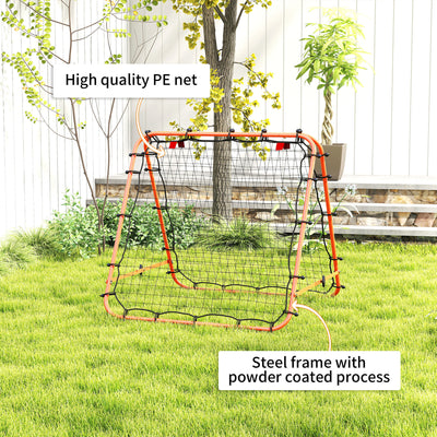 HOMCOM Double Sided Football Rebounder Net, Football Rebound Goal with Five Adjustable Angles, Orange 