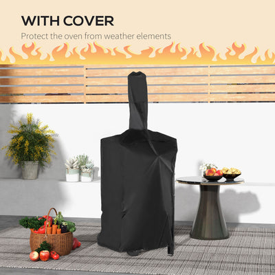 Outsunny Steel 3-Tier Outdoor Pizza Oven Charcoal BBQ Grill, Black 