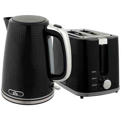 HOMCOM Modern Kettle and Toaster Set - Black 