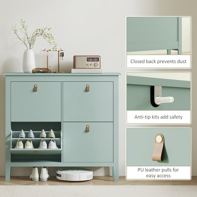 HOMCOM Modern Four-Drawer Shoe Cabinet - Green 