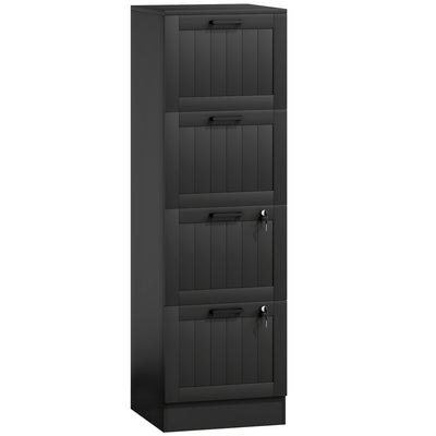 HOMCOM 4 Drawer Filing Cabinet with Lock, Office Storage Cabinet with Adjustable Hanging Bars for A4 Letter Size Files, Black 