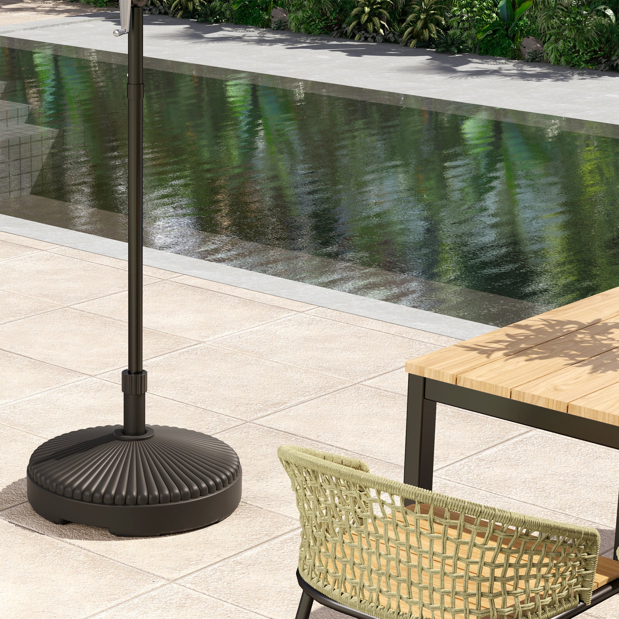 Outsunny Garden Parasol Base Holder, 28kg Sand Filled, 23kg Water Filled, Sun Umbrella Base, Φ55 x 30H cm Black 