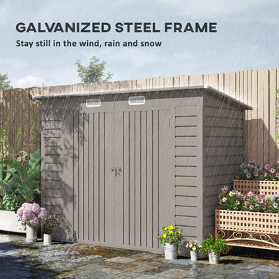 Outsunny 3.7 x 7.9ft Galvanised Steel Shed, with Latched Door and Padlock - Light Grey 