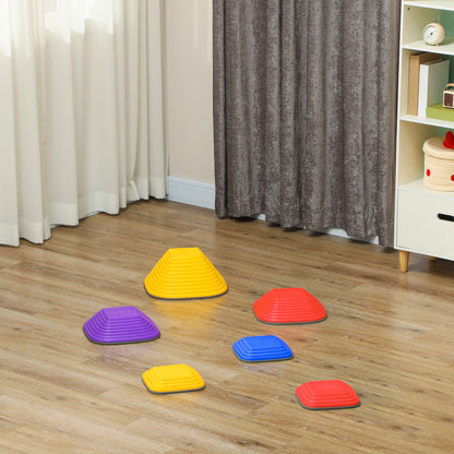 AIYAPLAY Balance Stepping Stones for Kids, 6-Piece Non-Slip Stackable River Stones, Obstacle Courses for Balance and Motor Skill 