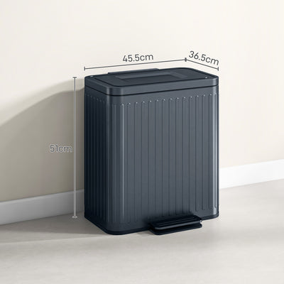 HOMCOM 40L Dual Compartment Rubbish Bin, with Soft-Close Lid - Black 