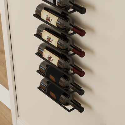 HOMCOM 10-Tier Wall Mount Wine Rack, Steel Wall Wine Rack for 10 Wine Bottles, Wall Wine Display Rack for Kitchen, Dining Room, Home Bar, Black 