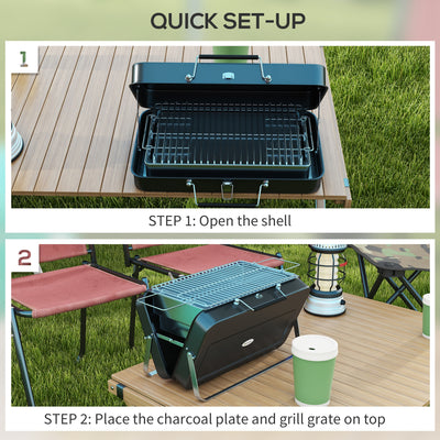 Outsunny Metal Suitable-Style Portable BBQ Grill - Black 