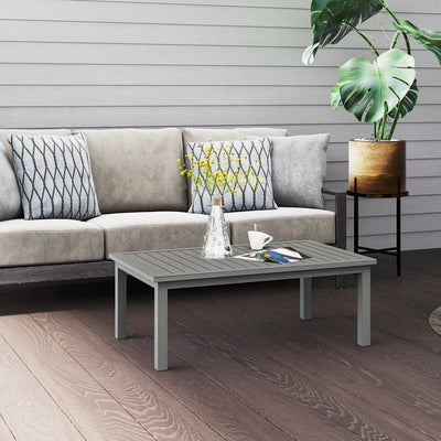 Outsunny 100cm x 60cm Aluminium Outdoor Coffee Table - Grey 