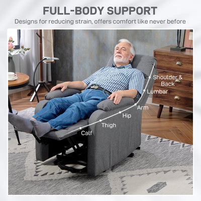 HOMCOM Electric Rise/Recline Armchair, with Reading Light - Grey 
