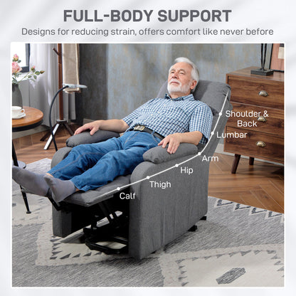 HOMCOM Electric Rise/Recline Armchair, with Reading Light - Grey