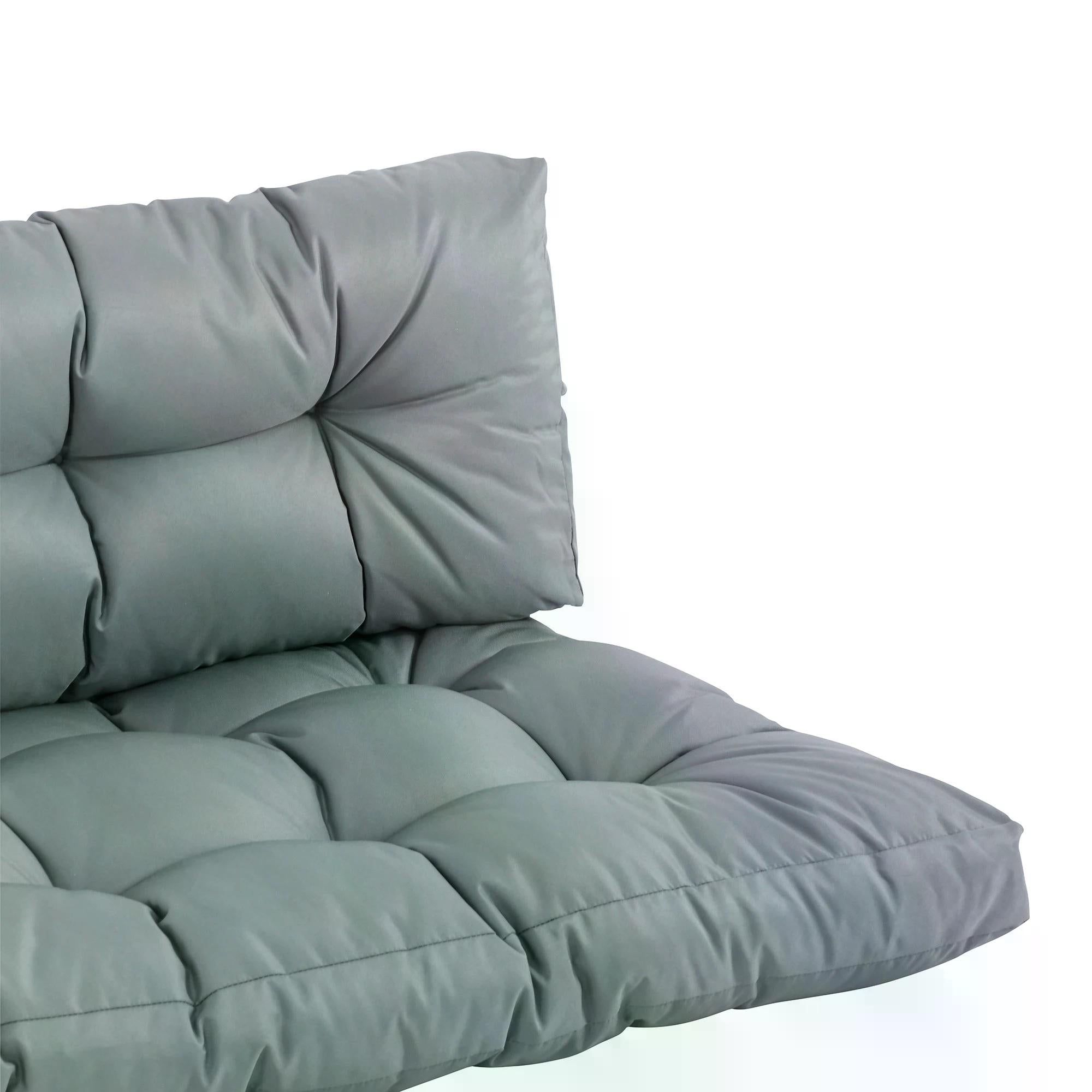Outsunny 2Pcs Garden Tufted Pallet Cushions Seat Pad Back Cushion Indoor Outdoor Grey 