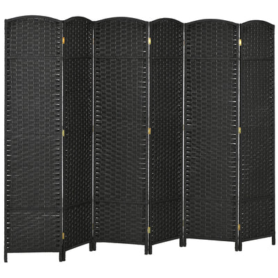 HOMCOM 6 Panel Folding Room Divider, Freestanding Privacy Screen for Living Room, Bedroom and Office, 240 x 170cm, Black 