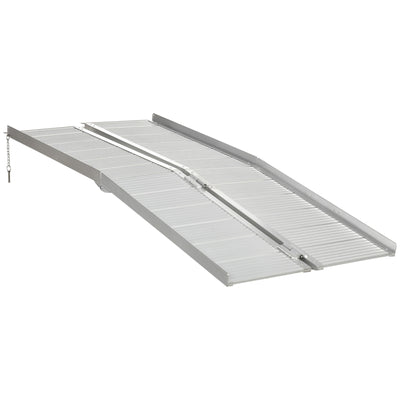 HOMCOM Textured Aluminum Folding Wheelchair Ramp, 183 x 72 cm Portable Threshold Ramp, for Scooter Steps Home Stairs Doorways 
