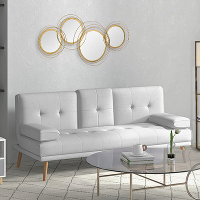 HOMCOM Metal Wall Art Modern Decorative Mirror Decor Hanging Home Wall Sculptures for Living Room Bedroom Dining Room, Gold 
