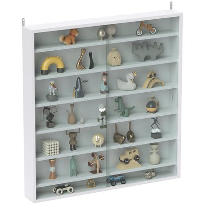 HOMCOM Six Shelf Display Cabinet, with Glass Doors - White 