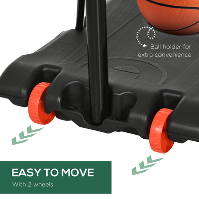 SPORTNOW Height Adjustable Basketball Hoop and Stand with Firm Backboard and Weighted Base, Portable on Wheels, Red 