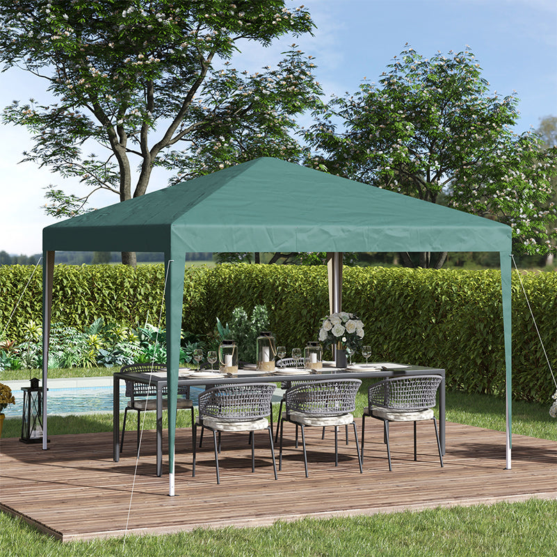 Outsunny 3 x 3M Garden Pop Up Gazebo Height Adjustable Marquee Party Tent Wedding Canopy with Carrying Bag, Green 