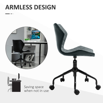 HOMCOM Office Computer Desk Chair, Swivel Task Chair no Arms, Fabric Study Chair with Adjustable Height and Rolling Wheels for Home Work, Grey 