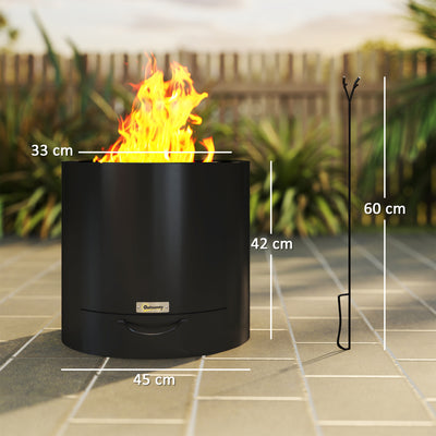 Outsunny Metal Wood-burning Fire Pit with Fire Poker - Black 