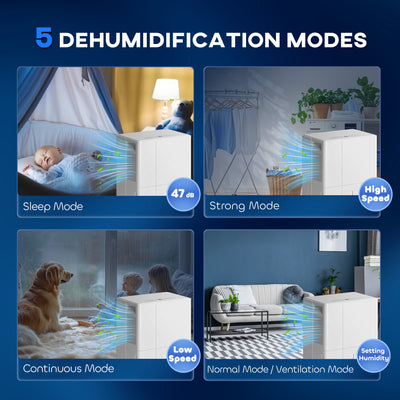 HOMCOM 30L Clothes Dryer Dehumidifier - White 