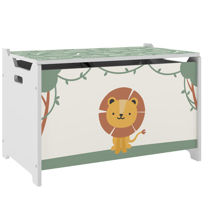 AIYAPLAY Toy Box with Lid, Safety Hinges and Groove Handles, Toy Storage organiser for Kids, Living Room, Playroom, Green 