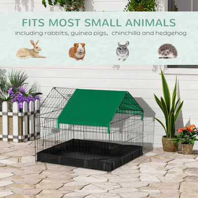 PawHut Rabbit Cage Guinea Pig Playpen Small Animal House for Kitties Puppies, w/ Water Proof Oxford Roof Floor 90 x 75 x 75 cm 