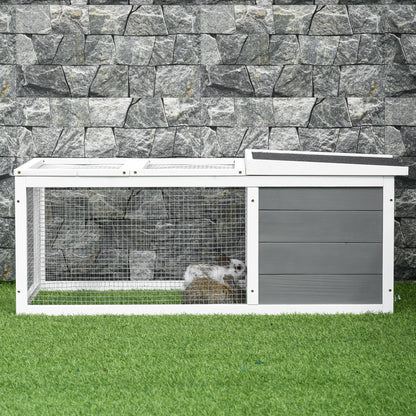 PawHut Rabbit Hutch Guinea Pig Hutch Wooden Small Animal Cage Rabbit Run Duck House with Openable Roof for Indoor Outdoor 115 x 66 x 47.5 cm 