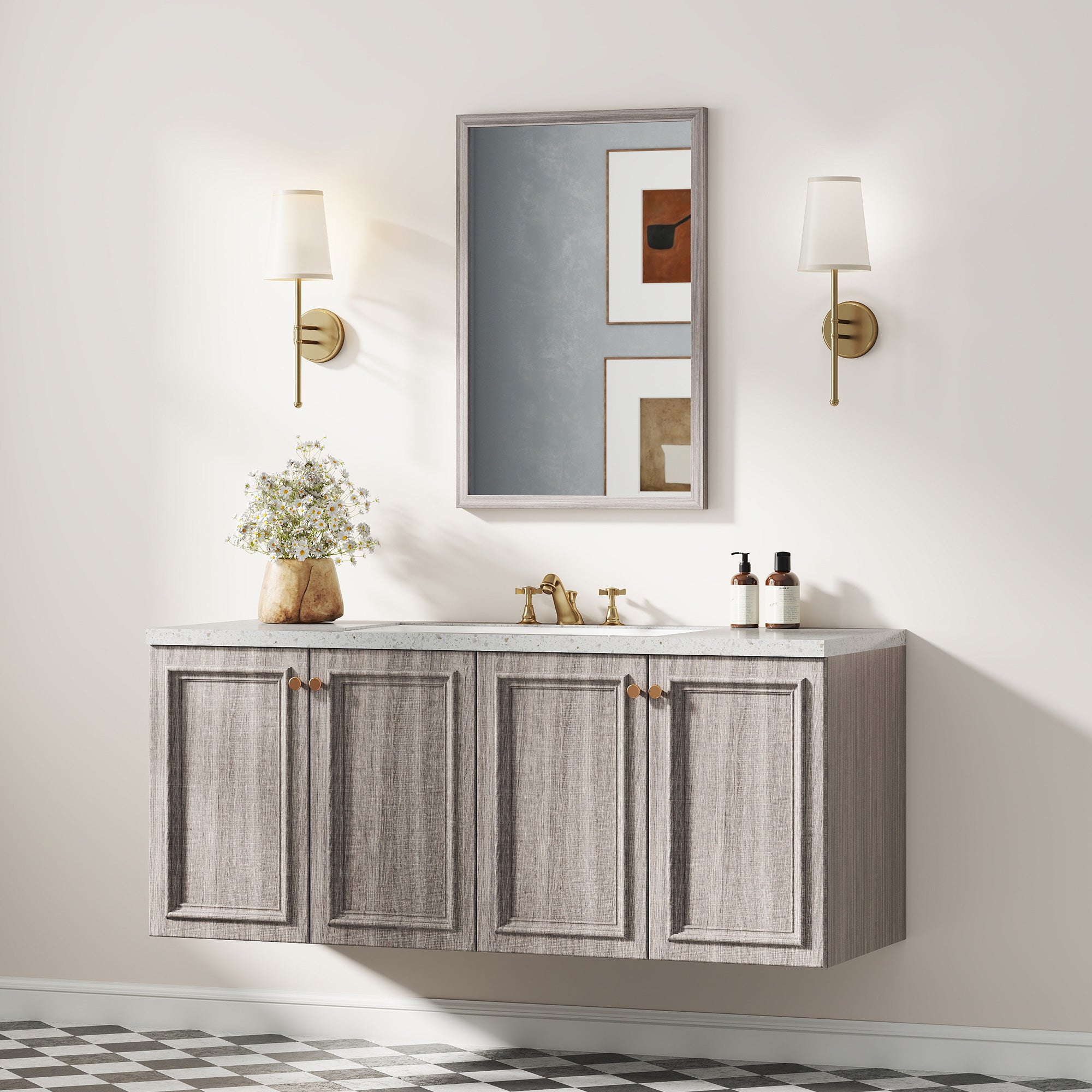 HOMCOM Wall Bathroom Mirror, 40 x 60 cm Wall-Mounted Mirror for Living Room, Bedroom, Hallway, Grey 