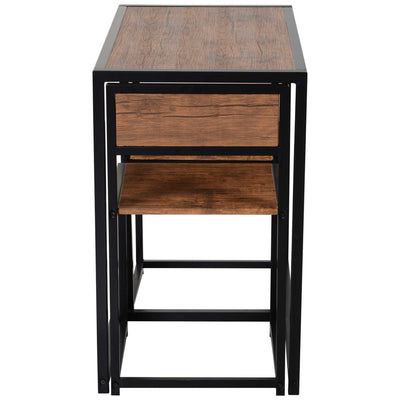 HOMCOM Dining Table and Chairs Set 2, Dining Room Sets, Rectangular Space Saving Table and 2 Chairs for Compact Kitchens, Steel Frame, Natural 