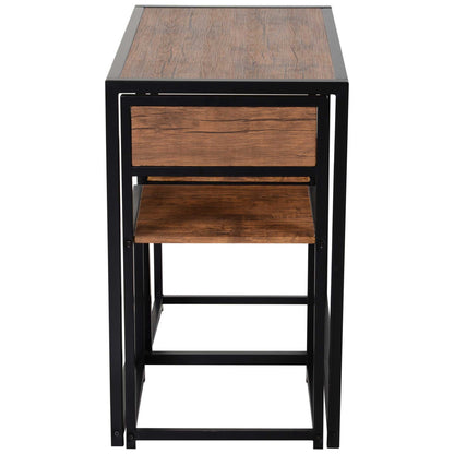 HOMCOM Dining Table and Chairs Set 2, Dining Room Sets, Rectangular Space Saving Table and 2 Chairs for Compact Kitchens, Steel Frame, Natural 